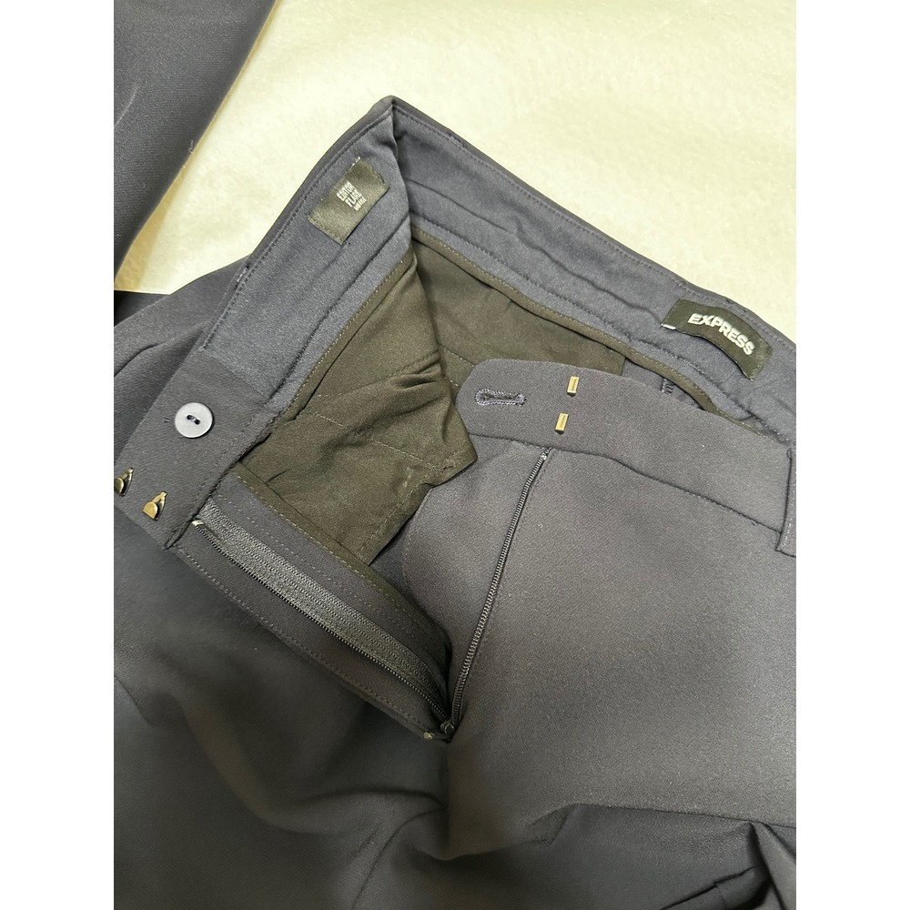 Express Editor Flare Mid Rise Pants Women Size 4 Navy Blue Workwear Good - Picture 6 of 9